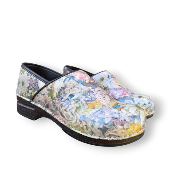 Dansko XP Floral Watercolor Leather Slip on Clog Shoes Women's EU 40 9-9.5 - Picture 1 of 13